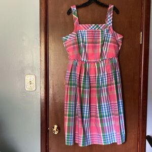 J. Crew Apron Karina Sundress in Magenta Plaid Size 16 NWOT